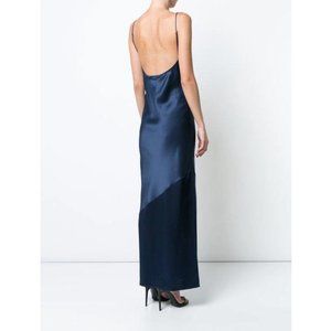 FLEUR DU MAL Bias Silk Gown In Midnight (Navy)
